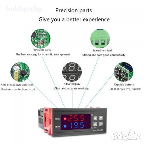 Контролер за температура и влага, влагомер, терморегулатор, 220V, снимка 11 - Друга електроника - 37221957