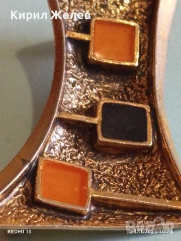 Винтидж брошка с абстрактен дизайн дизаинеско бижу с ЦИТРИН и ОНИКС 52228, снимка 7 - Други - 52570490