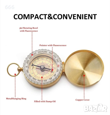 Навигационен компас, светещ метален компас, малки размери, за къмпинг, ориентиране, дейности на откр, снимка 2 - Други стоки за дома - 54003914