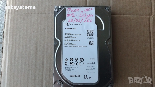 Хард диск Seagate Barracuda Desktop HDD ST1000DM003 1TB SATA 6.0Gb/s, снимка 2 - Твърди дискове - 53669528