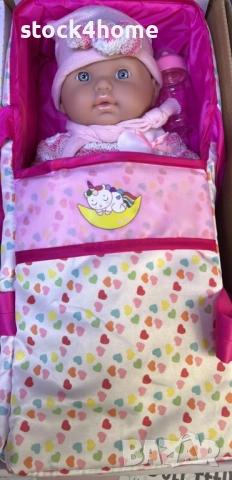 Детска Кукла Бебе с легло и аксесоари, на Бълагрски език , снимка 4 - Кукли - 52573166