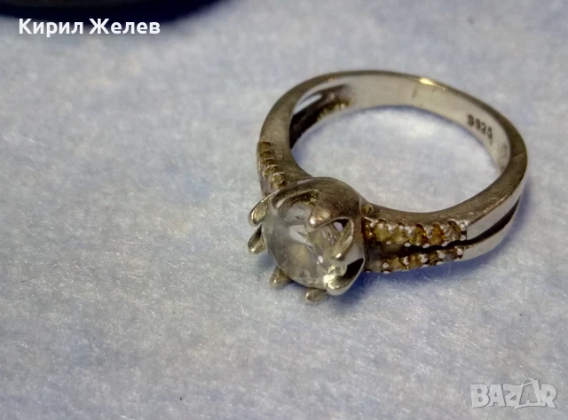 ЕМАЙЛИРАН СКЪПОЦЕНЕН СРЕБЪРЕН ПРЪСТЕН СРЕБРО S925 с ЮВЕЛИРНО ФАСЕТИРАН БЛЕСТЯЩ ЦИРКОН 47544