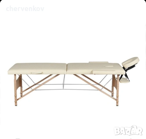 трисекторна козметична масажна кушетка дървена бяла крем масажно легло, снимка 5 - Кушетки - 53166015