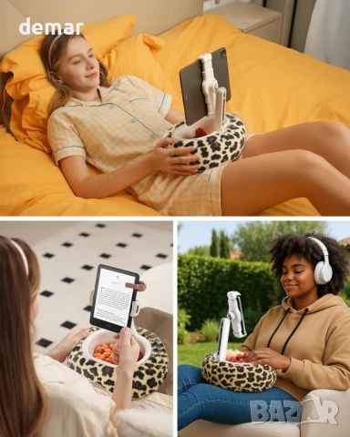 Поставка за Kindle Viozon, възглавница за таблет, съвместима с таблет/телефон 4-11" с купа, снимка 2 - Други стоки за дома - 50708819