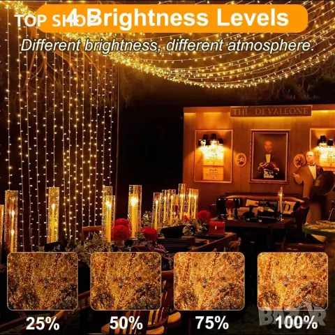 Realky коледни лампички, 41,2 м, 320LED водоустойчиви, с 8 режима, дистанционно, (топло бяло), снимка 5 - Декорация за дома - 49333036