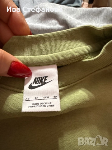 Спортна ватирана памук памучна  зелена блуза Nike nike 100% оригинал , снимка 2 - Спортни екипи - 52497929