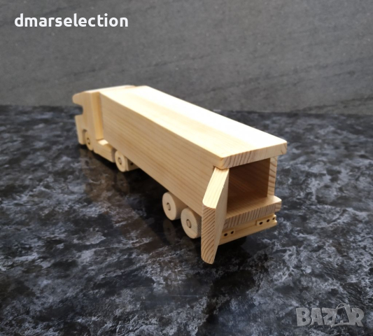  Декоративно дървено камионче с ремарке, снимка 4 - Колекции - 44670358