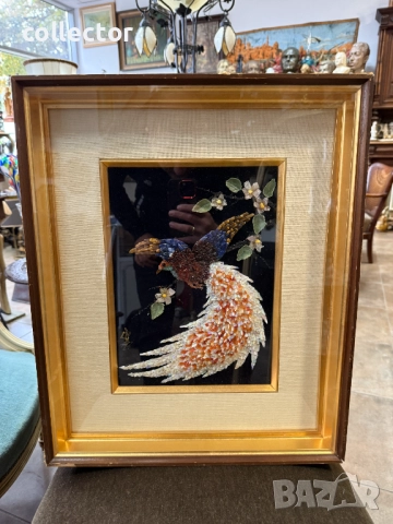 Ръчно изработена картина / музайка от полускъпоценни камъни. №7546, снимка 9 - Антикварни и старинни предмети - 52219975