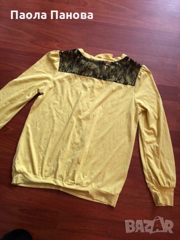 Дамска жълта блуза с дантела , снимка 4 - Блузи с дълъг ръкав и пуловери - 30359500