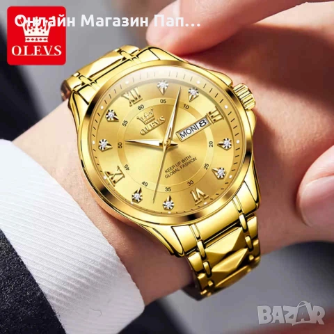 OLEVS 2906 Луксозен Мъжки Кварцов Часовник с Календар, снимка 5 - Мъжки - 54211710