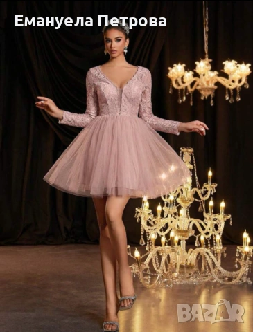 Дамска официална къса рокля с тюл, снимка 4 - Рокли - 54288781