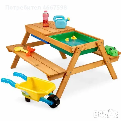 ОТНОВО НАЛИЧНА Детска маса с пейки и пясъчник 2в1 GINGER HOME, снимка 3 - Маси - 55951894