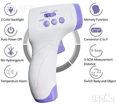 Безконтактен инфрачервен термометър Harbin GP 400 , снимка 6 - Уреди за диагностика - 48538676