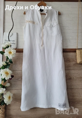 Бяла рокля G-Star реми 100% естествена материя , снимка 2 - Рокли - 54108695