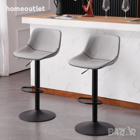 ПРОМОЦИЯ Бар столове с регулируема височина и атрактивен дизайн, к-т от 2бр YOUNIKE YOK-1929-GR-DE, снимка 4 - Столове - 50770438