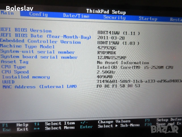 Дъно за Lenovo X220T, i5-2520m (таблет), снимка 2 - Части за лаптопи - 54287411