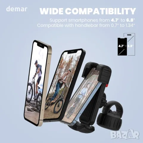 Стойка за мобилен телефон INVANTI за смартфони 4.7''-7'', велосипед/мотоциклет, снимка 2 - Аксесоари за велосипеди - 48827230