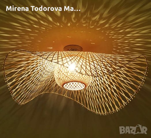 Ретро естествен бамбуков полилей ратан Винтидж таван, снимка 6 - Лампи за таван - 34302973