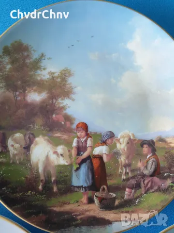 5бр Weimar Бавария/немска колекционерска декоративна порцеланова чиния-картина/пейзажи, снимка 4 - Картини - 48371398