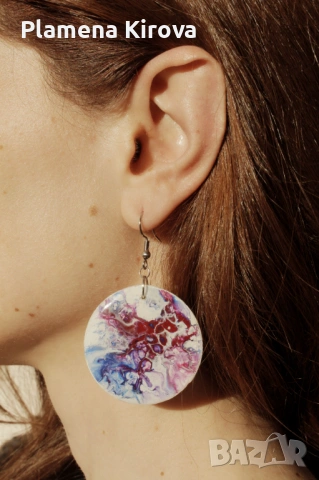 Акрилни обеци | Ръчна изработка, снимка 2 - Обеци - 54281251