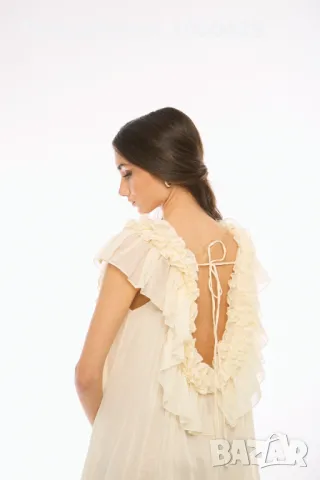 Ефирна Рокля Layla - Екрю, снимка 4 - Рокли - 49478683