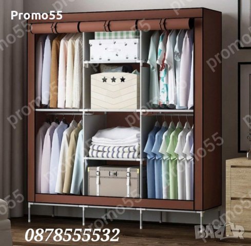 Текстилен триклирен гардероб, Органайзер за дрехи 130х175х45 см., снимка 4 - Гардероби - 42519027