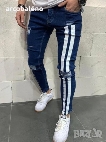 Мъжки модни протрити прилепнали дънки, 2цвята , снимка 7 - Дънки - 44407093