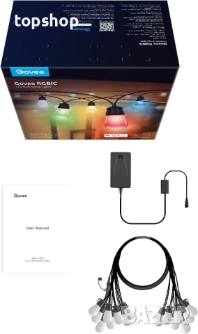 Govee S14, 14,6 метра H7015 RGBIC външни светлини с 15 димируеми LED крушки, водоустойчиви IP65..., снимка 7 - Лампи за стена - 51595282