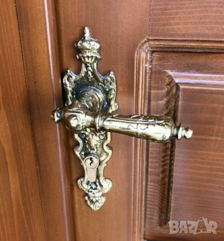 Царска старинна барокова луксозна брава от месинг-шилд ,ретро дръжка, винтидж обков, снимка 3 - Декорация за дома - 22329439