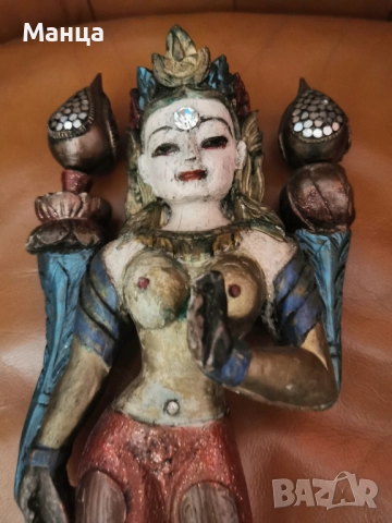 Дървена фигура на Богиня Тара, снимка 2 - Антикварни и старинни предмети - 52890397