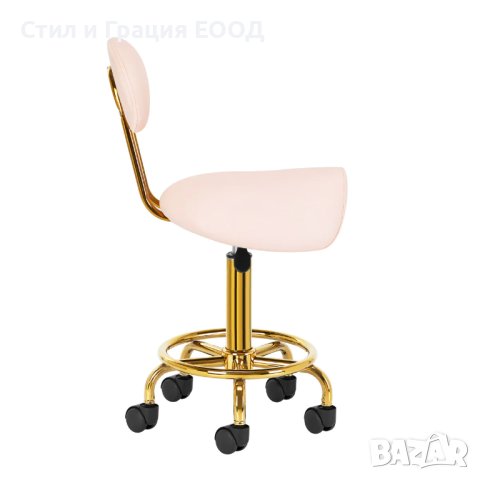 Козметичен стол - табуретка с облегалка 6001G 45/60 см-бяла/розова/черна, снимка 8 - Друго оборудване - 44365491