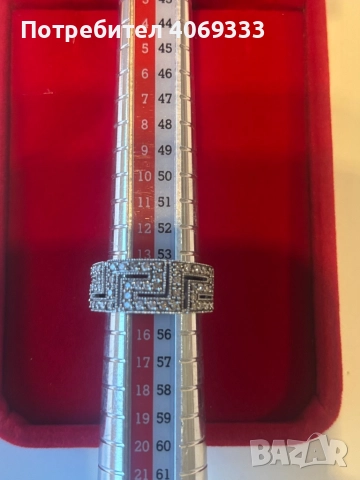 💍Пръстен от бяло 18 каратово злато С 50бр естествени диаманти 💎 54р-р 6.08гр, снимка 9 - Колиета, медальони, синджири - 51449579