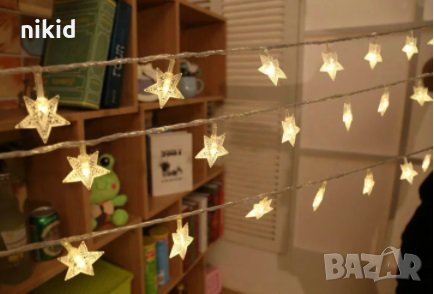Светещи лампички гирлянд звездички Коледна украса декор парти, снимка 3 - Други - 30912042