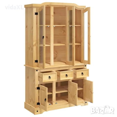 vidaXL Висок шкаф Corona, кафяв, 112x43x191,5 см, мексикански бор масив, снимка 5 - Бюфети - 56147358