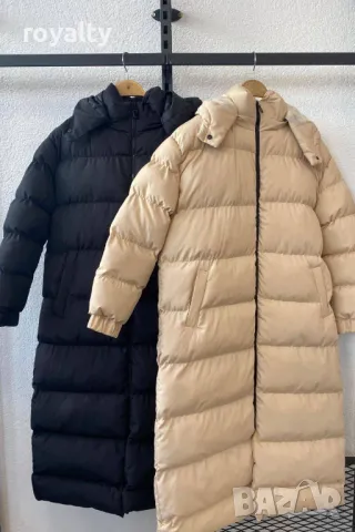 Черно Дълго дамско яке със силиконова вата, снимка 4 - Якета - 49179634