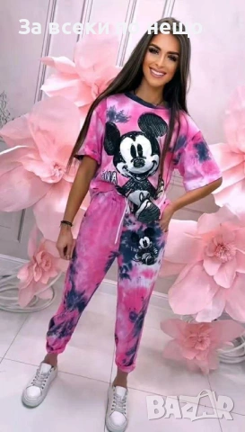 Mickey Mouse Дамски Спортен Комплект Тениска И Долнище🔝Дамски Спортен Екип Мики Маус Код A1345, снимка 7 - Спортни дрехи, екипи - 53931758