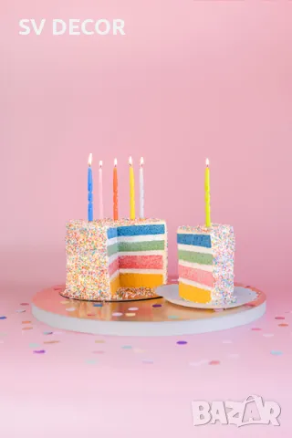 Дълги свещи за торта, микс (6бр./оп)