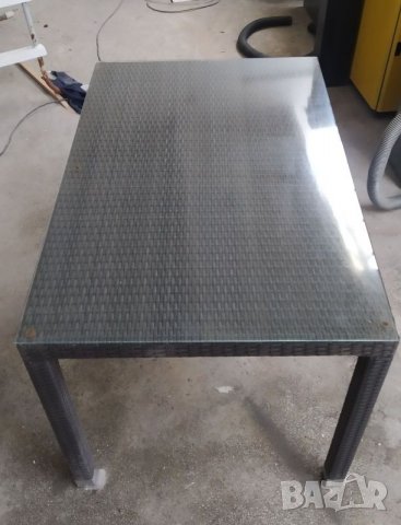 Маса ратан и стъкло, снимка 4 - Маси - 32135312