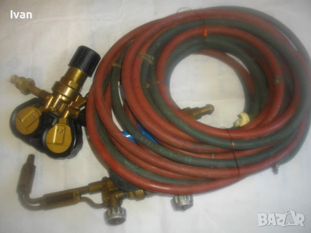 MESSER GRIESHEIM ОКСИЖЕН 44см РЕЗАК МАРКУЧИ 2Х7,4м РЕДУЦИР ВЕНТИЛИ АЦЕТИЛЕН-КИСЛОРОД ИСКРОГАСИТЕЛИ, снимка 16 - Други инструменти - 51109051