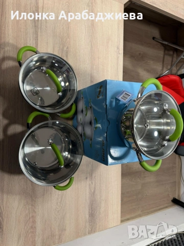 Комплект тенджери Swissgold Alana – 3 броя с капак от неръждаема стомана с 5-слойно капсулно дъно, снимка 7 - Съдове за готвене - 53329562