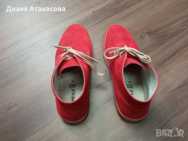 Дамски червени боти естествен велур № 39, снимка 2 - Дамски боти - 42440471