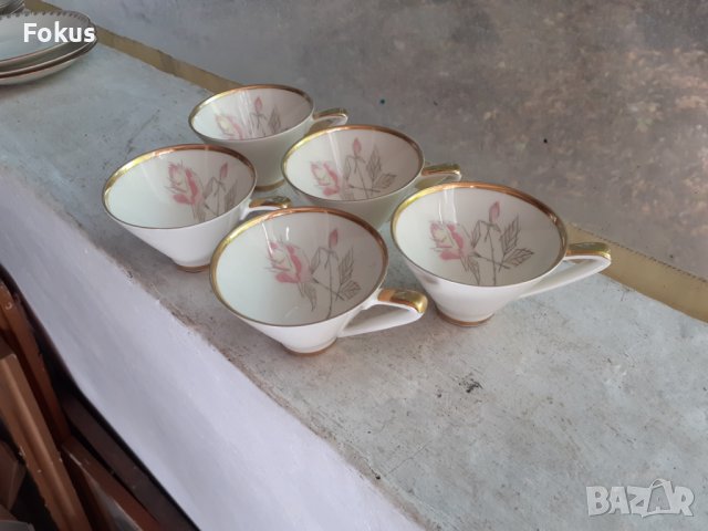 Лот порцелан 5 чашки за кафе позлата маркировка, снимка 7 - Антикварни и старинни предмети - 38053575