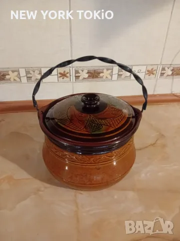 ГЛИНЕНО ГЮВЕЧЕ С КАПАК И ДРЪЖКА , снимка 14 - Съдове за готвене - 56040281
