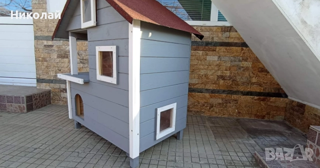 Луксозна дървена къща за котки на три етажа котешка къща кучешка къща котка куче къща два етажа, снимка 4 - За котки - 52996435