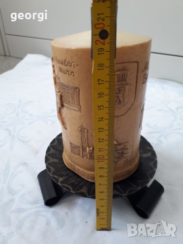 Метален свещник с голяма декоративна свещ, снимка 6 - Декорация за дома - 31579057