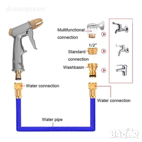 4515 Професионален градински маркуч с медни връзки Маркуч за двор и градина – от 5 до 15 метра, снимка 6 - Напояване - 53877834