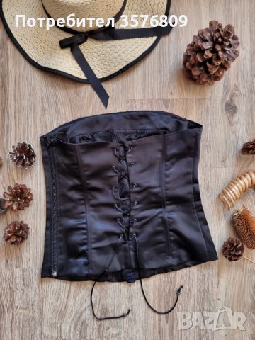 Дамска блуза, черна, бюстие от сатен, къса - модел 19, снимка 3 - Корсети, бюстиета, топове - 39752793