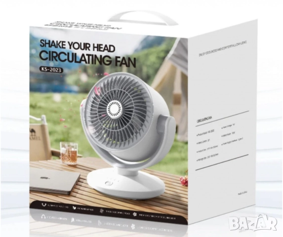 Компактен вентилатор с 3 лопатки от ABS, 10W променлив ъгъл и USB зареждане – идеален за лятно охлаж, снимка 2 - Друга електроника - 52094203