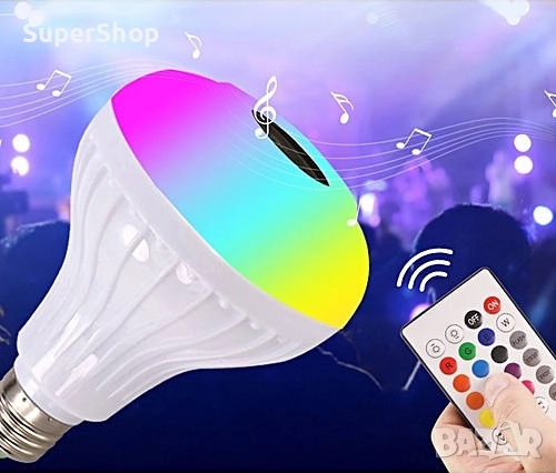 LED музикална Диско Bluetooth крушка Лампа Парти Колона RGB осветление