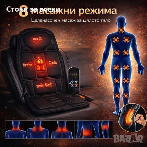 Масажна седалка с подгряване – комфорт и облекчение за тяло, което е уморено от седене, снимка 2 - Масажори - 53225356